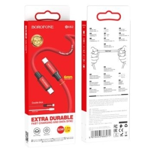 Kabel Typ C na Typ C Borofone BX82 Bountiful 60W 3A 1m Czerwony - 174759