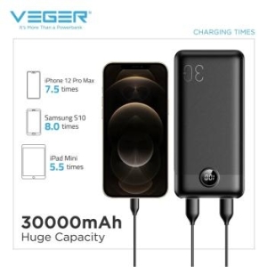 Powerbank 30000 mAh PD QC3.0 3A 20W Veger L30 Czarny - 175172