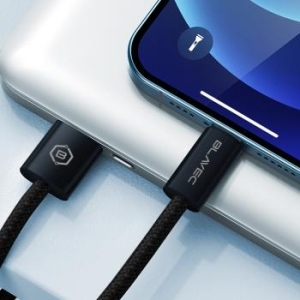 Kabel oplot iPhone Lightning Blavec Candy 2,4A 1m Czarny - 175641