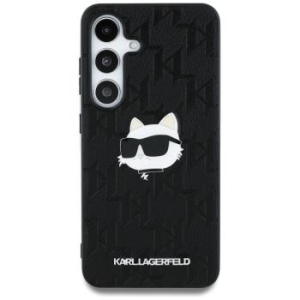 Markowy Hard Case Karl Lagerfeld Leather Monogram Pin Logo Choupette Head Samsung Galaxy S25 Czarny - 175914