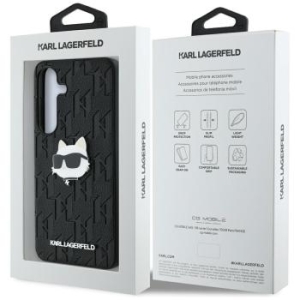 Markowy Hard Case Karl Lagerfeld Leather Monogram Pin Logo Choupette Head Samsung Galaxy S25 Czarny - 175916