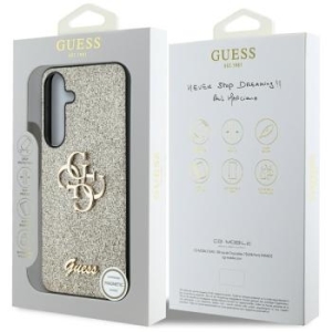Markowy Hard Case Guess Fixed Glitter Big 4G Metal Logo Samsung Galaxy S25 Plus Złoty - 176911