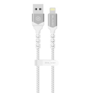Kabel pleciony iPhone Lightning Blavec Raptor 1,5A 2m Apple CarPlay Biały/Srebrny - 177242