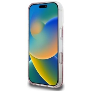 Markowy Hard Case Guess HC Resin Bottom Glitter Magsafe Apple iPhone 16 Pro Różowy - 177252