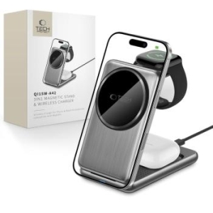 Ładowarka Indukcyjna Magnetic Magsafe QI15W-A42 3in1 Space Grey - 177391