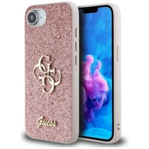 Markowy Hard Case Guess Fixed Glitter Big 4G Apple iPhone 16e Różowy - 177694