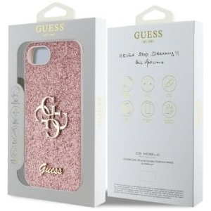 Markowy Hard Case Guess Fixed Glitter Big 4G Apple iPhone 16e Różowy - 177697