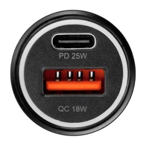 Ładowarka Samochodowa Typ C + USB Blue Star 3A 25W PD QC3.0 AFC PPS Czarny - 177853