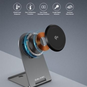 Ładowarka Indukcyjna Blavec BQI-01 Qi2 15W magnetyczna Magsafe + Kabel Raptor typ C na typ C Srebrny - 206965
