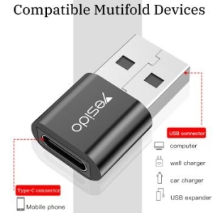 Adapter OTG USB (męski) na Typ C (żeński) Yesido GS09 Czarny - 178367
