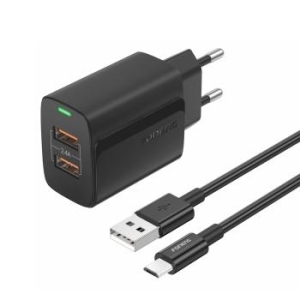 Ładowarka sieciowa 2xUSB Foneng EU63 12W + Kabel Micro USB Czarny - 178424