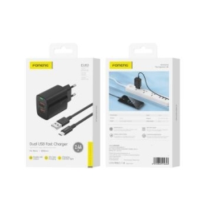 Ładowarka sieciowa 2xUSB Foneng EU63 12W + Kabel Micro USB Czarny - 178427