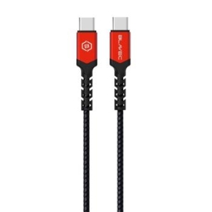 Kabel pleciony Typ C na Typ C Blavec Raptor PD 60W 3A 0,25m Apple CarPlay/Android Auto Czarny-Czerwony - 178751
