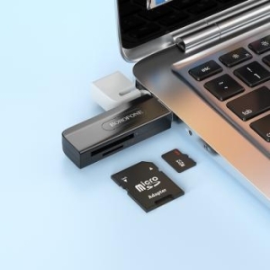 Czytnik kart Borofone DH9 Wisdom 2w1 - USB 3.0 na SD + micro SD Czarny/Szary - 178855