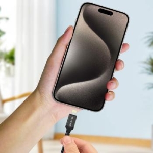 Kabel pleciony iPhone Lightning Blavec Raptor 2,4A 1m Apple CarPlay Czarny/Szary - 206985