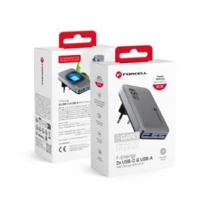 Ładowarka Sieciowa 2xTyp C + USB Forcell F-Energy GaN III VT-47 Ultra Slim  PD QC4.0 4A 65W Szary - 178946