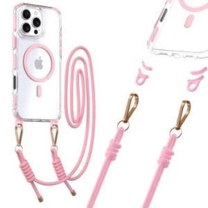 Strap Clear Case Apple iPhone 16 Pro Max Różowy - 179726