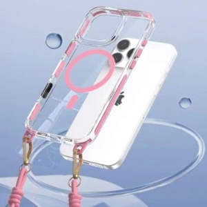 Strap Clear Case Apple iPhone 16 Pro Max Różowy - 179728
