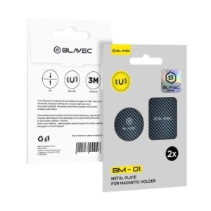Blaszka do uchwytu magnetycznego Blavec BM-01 zestaw 2 sztuk okrągła (40mm) i prostokątna (40x58mm) Carbon - 180312