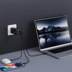 Ładowarka sieciowa USB + 2x USB Typ C Blue Star GaN QC4.0 PD 4A 65W VT-43 Czarny - 180413