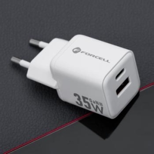 Ładowarka sieciowa USB + USB Typ C Forcell F-Energy Mini GaN III QC4.0 PD 35W VT-35C Biały - 180570