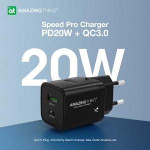 Ładowarka sieciowa USB + Typ C Amazing Thing Speed Pro EUPD20WB QC 3.0 PD 20W 3A Czarny - 180717