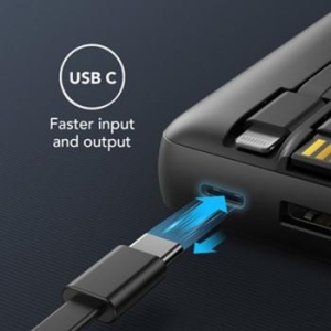 Powerbank 20000 mAh z wbudowanymi kablami Micro USB   Typ C / Lightning Veger C20 Czarny - 180839