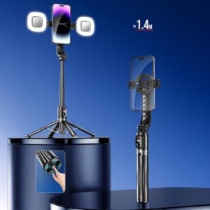 Uchwyt do Selfie Blavec Aluminium Fusion P07 Magsafe tripod + pilot + 2 lampy 1,4m Czarny - 181186