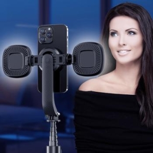 Uchwyt do Selfie Blavec Aluminium Fusion P07 Magsafe tripod + pilot + 2 lampy 1,4m Czarny - 181187