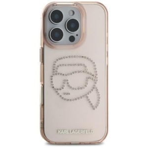 Markowy Hard Case Karl Lagerfeld IML Rhinestones S K Head Apple iPhone 16 Pro Max Różowy - 181242