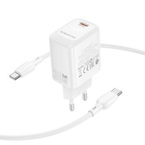 Ładowarka sieciowa Typ C Borofone BN28 Fuente PD 30W + Kabel Typ C na Typ C Biały - 181522