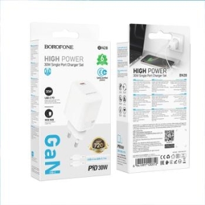 Ładowarka sieciowa Typ C Borofone BN28 Fuente PD 30W + Kabel Typ C na Typ C Biały - 181524
