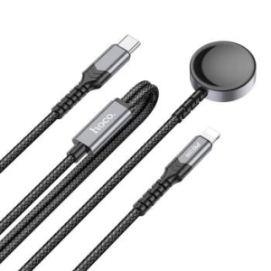 Ładowarka Indukcyjna Hoco 2w1 USB C do Apple Watch PD QC 3A + Kabel ładowania Lightning 1,2 m CW54 Czarny - 181602