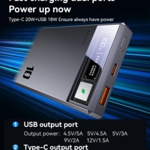 Power bank 10000mAh USB + Typ C - magnetyczny indukcyjny 15W Yesido YP61 Szary - 182051