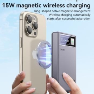 Power bank 10000mAh USB + Typ C - magnetyczny indukcyjny 15W Yesido YP61 Szary - 182052