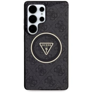 Markowy Hard Case Guess Magnetic IML Metal Glitter 4G Circle Triangle Samsung Galaxy S25 Ultra Czarny - 182543