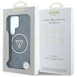 Markowy Hard Case Guess Magnetic IML Metal Glitter 4G Circle Triangle Samsung Galaxy S25 Ultra Czarny - 182545