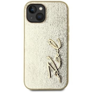 Markowy Hard Case Karl Lagerfeld Wrinkled Metal Signature Apple iPhone 15 Złoty - 182718