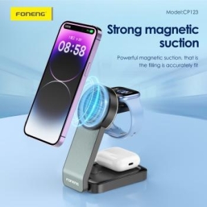 Uchwyt biurkowy 3 w 1 z ładowaniem indukcyjnym Foneng CP123 Czarny - 208572