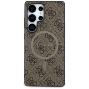 Markowy Hard Case Guess Magnetic PU 4G Ring Classic Logo Samsung Galaxy S25 Ultra Brązowy - 183856