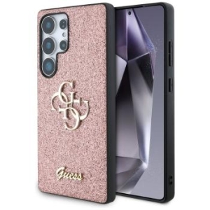Markowy Hard Case Guess Fixed Glitter Big 4G Samsung Galaxy S25 Ultra Różowy - 183859