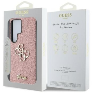 Markowy Hard Case Guess Fixed Glitter Big 4G Samsung Galaxy S25 Ultra Różowy - 183862