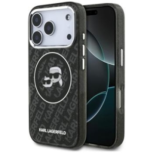 Markowy Hard Case Karl Lagerfeld IML Glitter K&C Heads Logo Apple iPhone 17 Pro Czarny - 192202