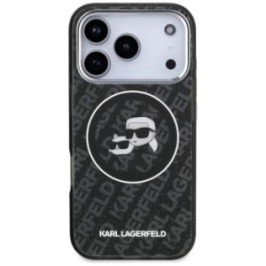 Markowy Hard Case Karl Lagerfeld IML Glitter K&C Heads Logo Apple iPhone 17 Pro Max Czarny - 192211