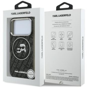 Markowy Hard Case Karl Lagerfeld IML Glitter K&C Heads Logo Apple iPhone 17 Pro Max Czarny - 192213
