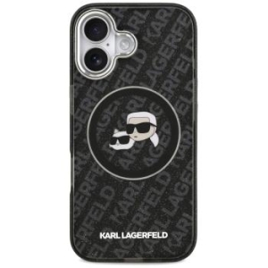 Markowy Hard Case Karl Lagerfeld IML Glitter K&C Heads Logo Apple iPhone 17 Czarny - 192234