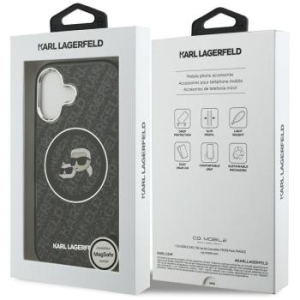 Markowy Hard Case Karl Lagerfeld IML Glitter K&C Heads Logo Apple iPhone 17 Czarny - 192236