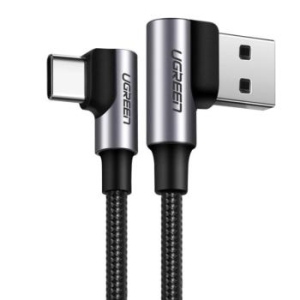 Kabel kątowy USB na Typ C Ugreen US176 QC 3.0 3A 1m Szary - 184627