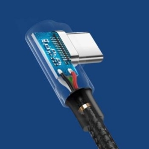 Kabel kątowy USB na Typ C Ugreen US176 QC 3.0 3A 1m Szary - 184629