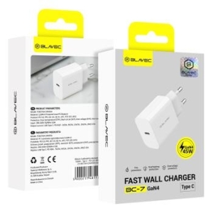 Ładowarka sieciowa Typ C Blavec BC-7 GaN4 PD QC 45W 3A Biały - 207087